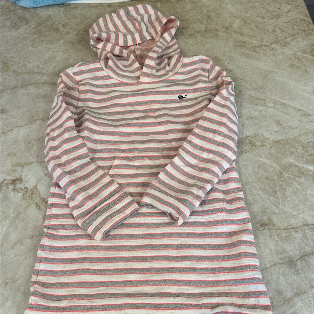 Vineyard Vines Pink and Gray Striped Kids Swim Coverup